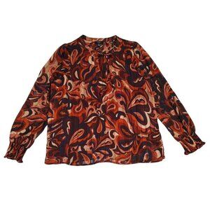 Haver London retro-inspired long-sleeved blouse with a tie neck,L gathered cuffs